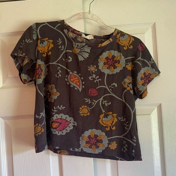 Bombay Paisely medium brown boho square tshirt - Picture 1 of 5
